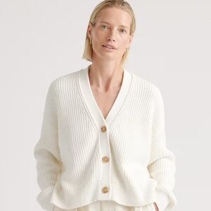 Quince 100% Organic Cotton Fisherman Boxy Cropped Cardigan